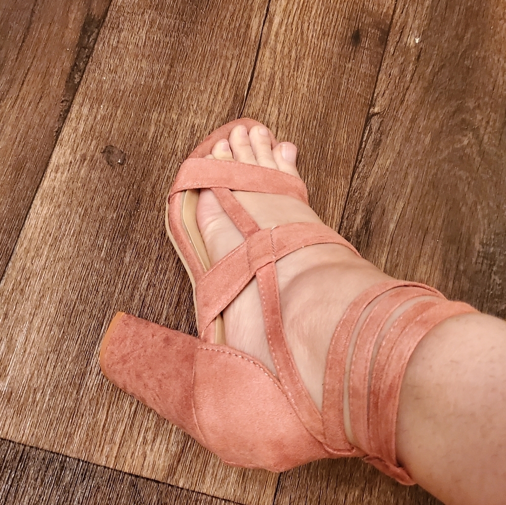 Suede Block Heels - Picture 2 of 9